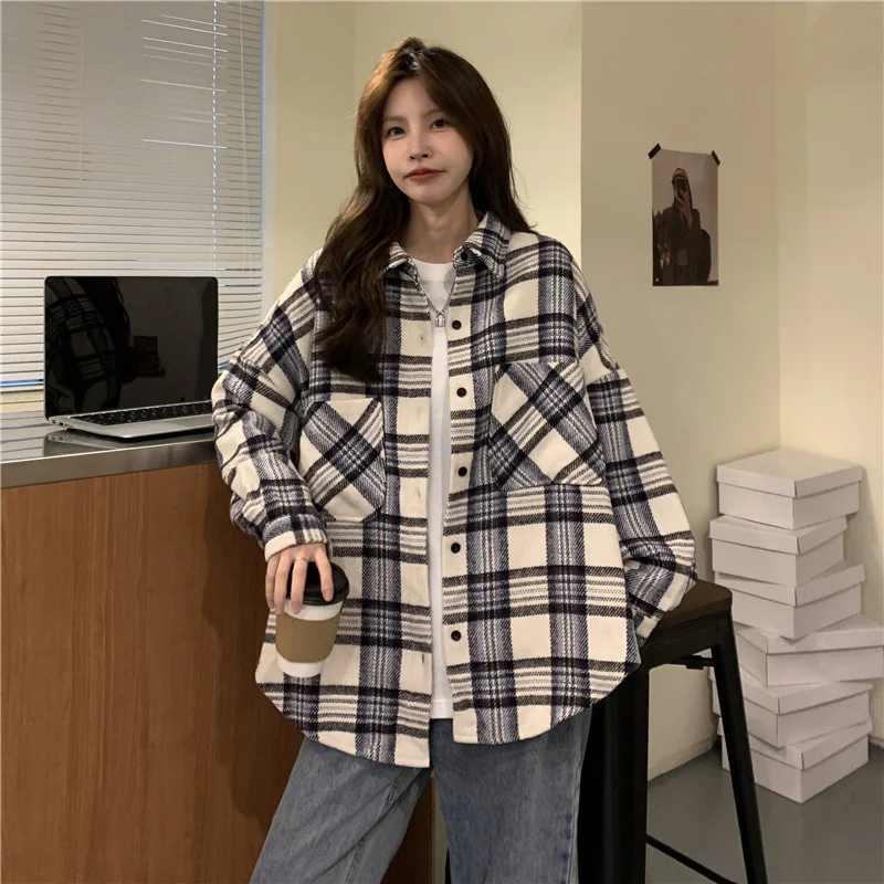 

Real Shot Casual Plaid Shirt Design Sense Niche Grinding