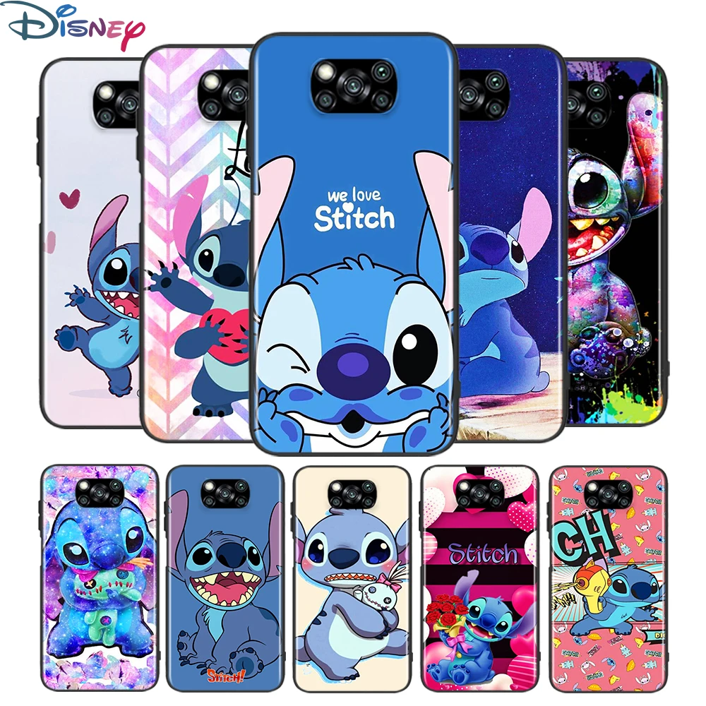 

Stitch cute cartoon for Xiaomi Poco X3 NFC X2 M3 M2 F2 F3 Pro C3 F1 A2 Lite Mix3 Play Silicone Soft Black Phone Case
