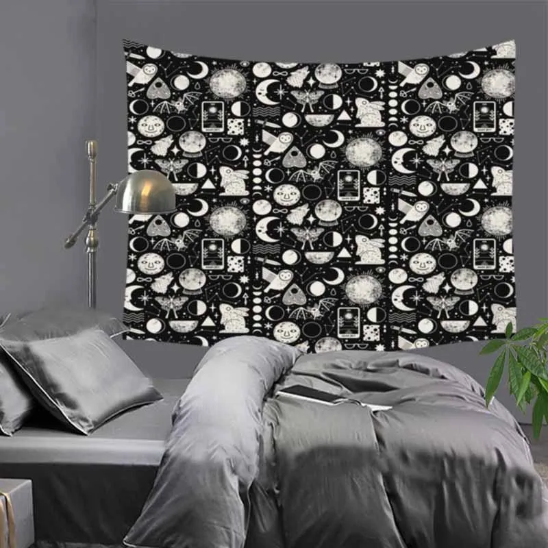Креативный гобелен с изображением влюбленных пар черепа хиппи мандала настенное