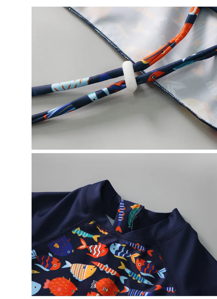 Детский слитный купальник для мальчиков и девочек с милым рисунком рыбок