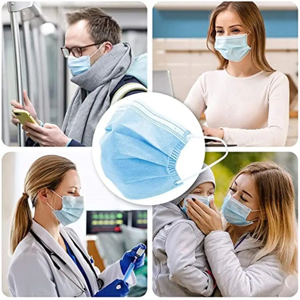 

100 Pcs Disposable Mondmasker Earloop Face Mouth Masks Mouth Mask Non-woven Melt Blown 3-layer Mascarilla Mascarilas