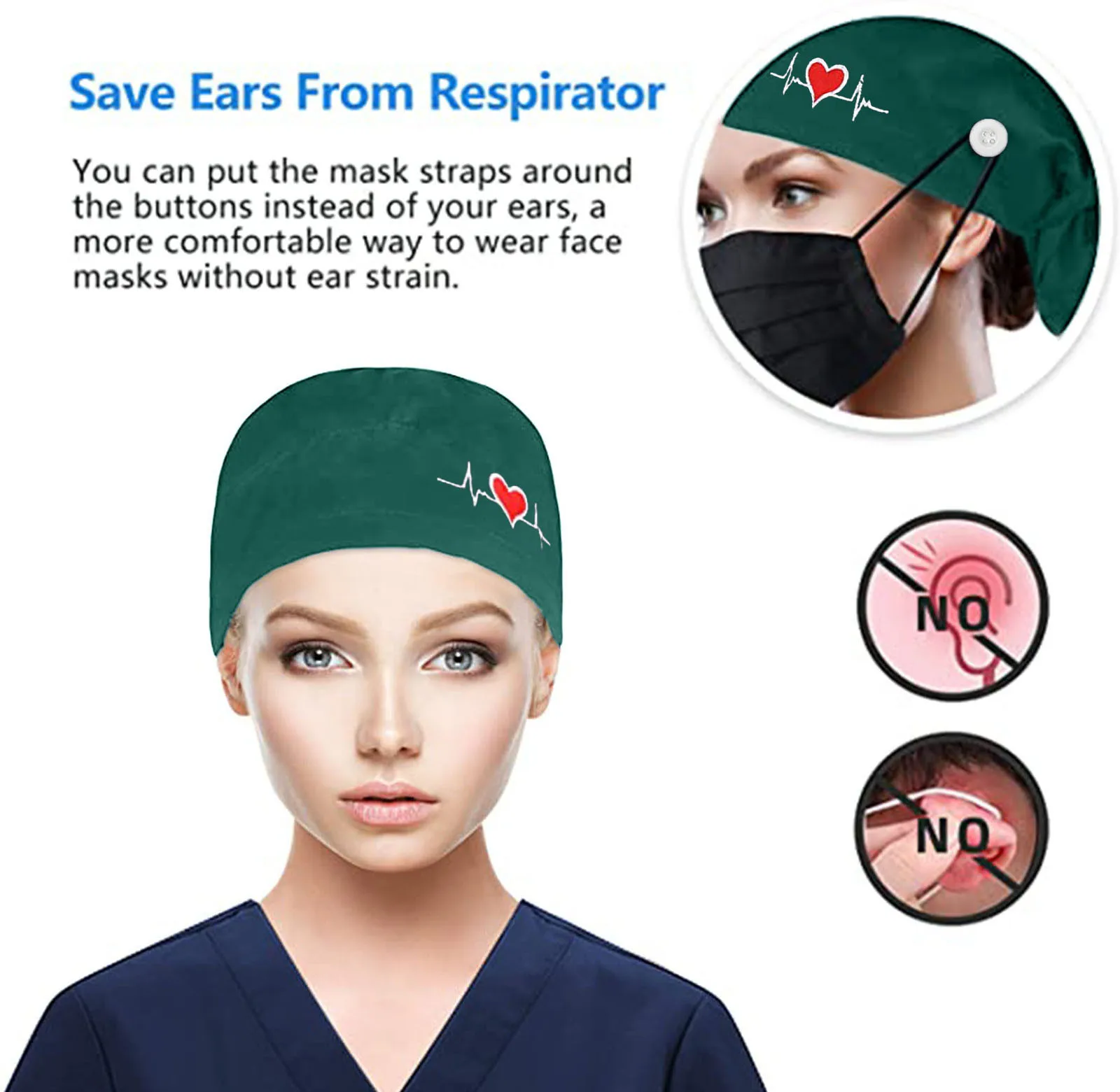 Женские хлопковые шапки Gorro Enfermera модные с принтом для медсестер Кепка пуговицами