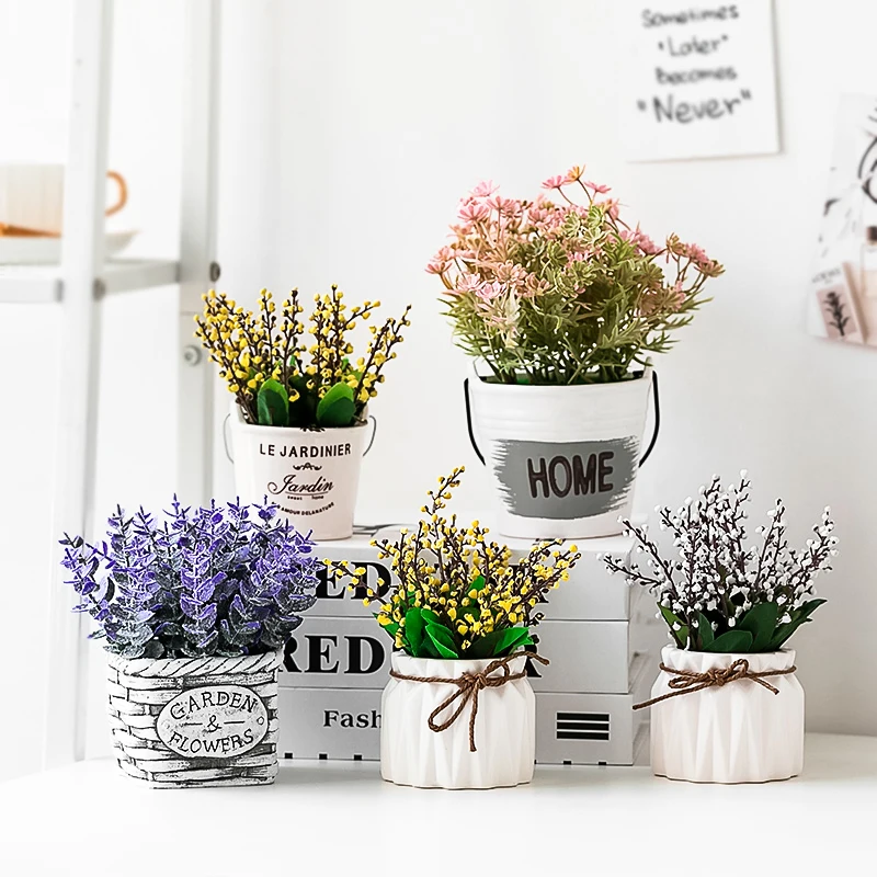 Искусственное растение маленькое Горшечное поддельные цветы Скандинавское