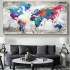Современная мультяшная цветная карта мира HD Картина на холсте постеры и принты квадратные картины на стену для гостиной домашний декор