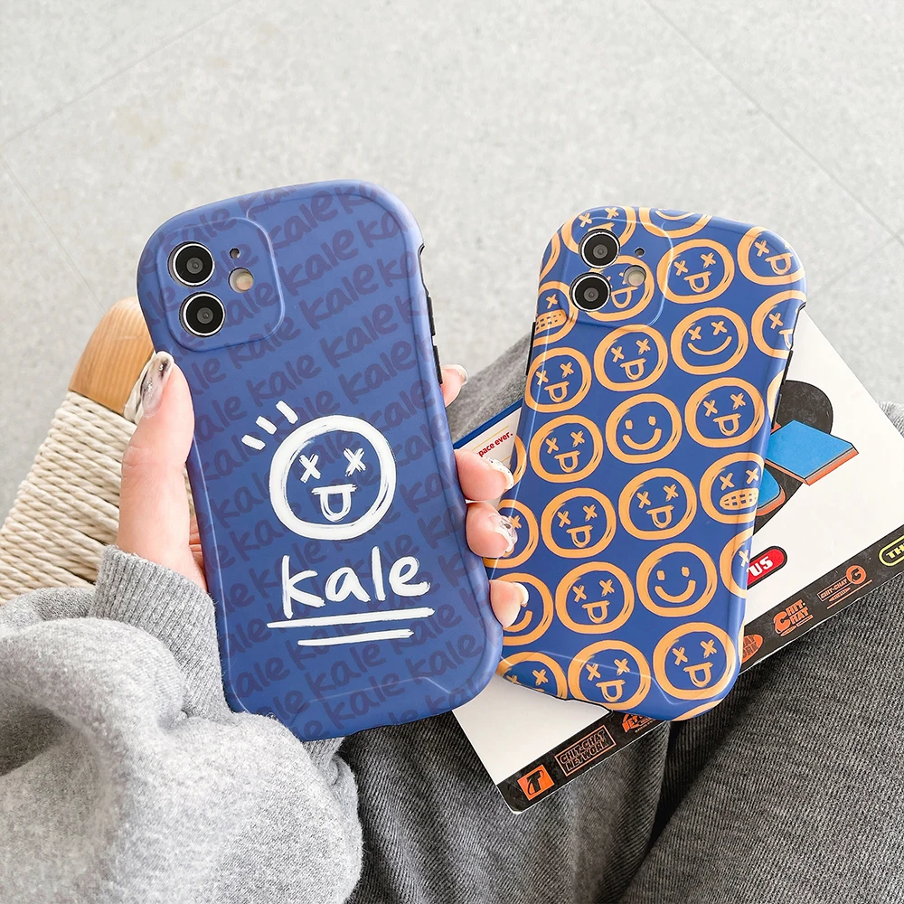 

Smiling face Phone Cases For iPhone 12 Pro Max Mini 11 Pro XR XS MAX X 7 8 Plus Unique design small waist Half-wrapped Case