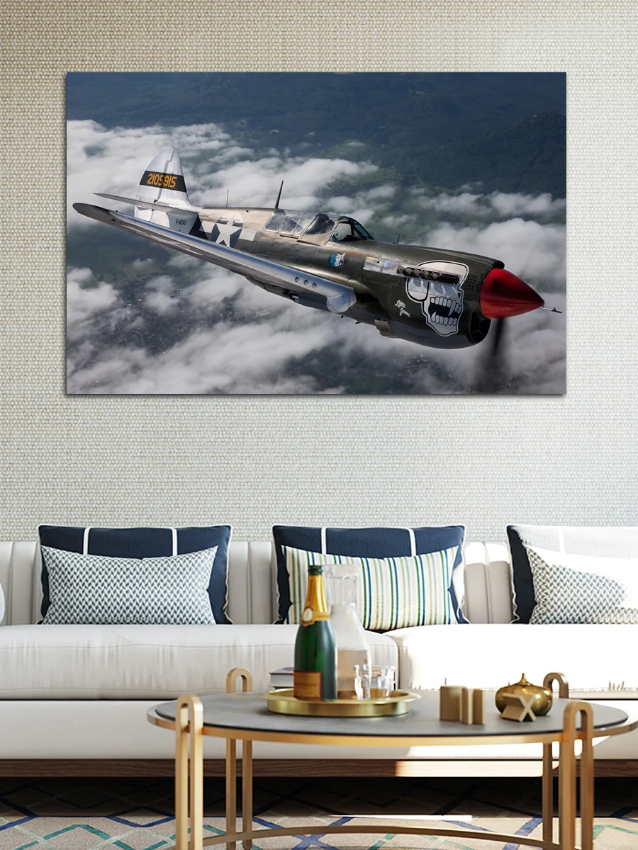 Плакат из ткани с самолетом ww2 mustang p51 домашняя настенная декоративная холщовая