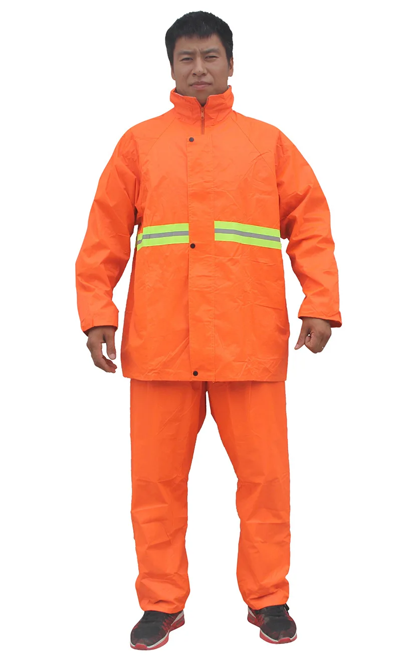 

Oxford Cloth Orange Raincoat Pants Suit Safety Reflective And Waterproof Poncho Outdoor Windproof Camping Fishing Rainwear LD688