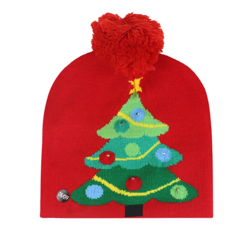 Red christmas tree Светодиодный головной убор для рождества, яркий вязаный светильник, Рождественский Теплый головной убор для детей и взрослых, рождественский подарок, зимние рождественские аксессуары - Цвет: Red christmas tree