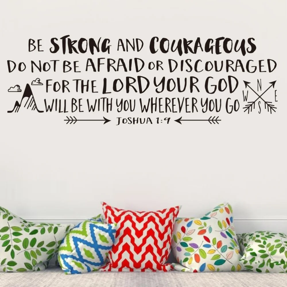 

Be Strong And Courageous Nursery Wall Decal Quote Religious Vinyl Wall Sticker for Kids Rooms Joshua 1:9 Bible Scripture 57x35.4