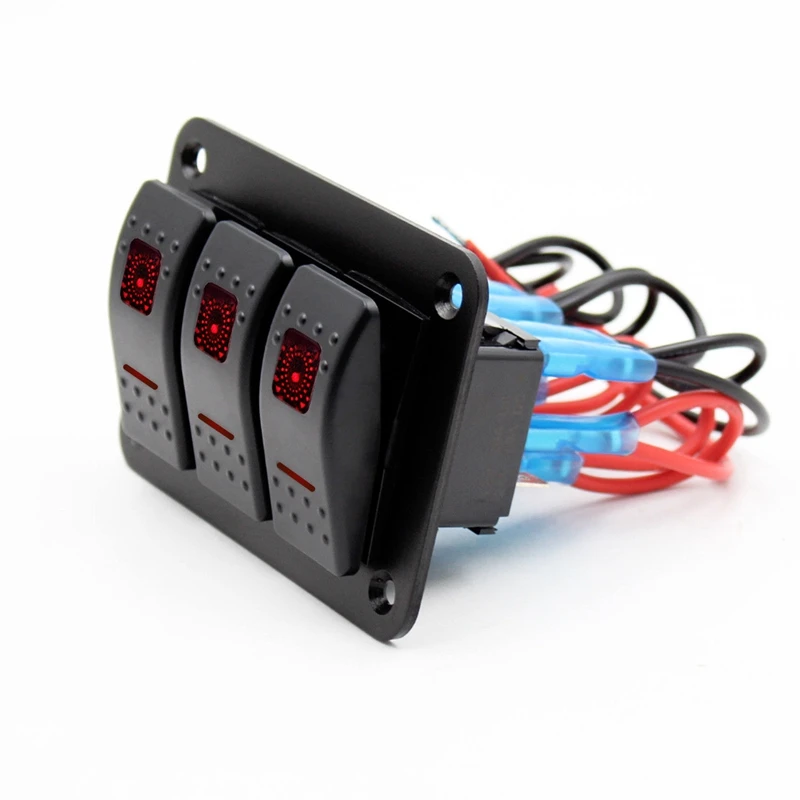 12 V 24 3 Gang красный кулисный переключатель Панель автомат защити цепи лодка морской