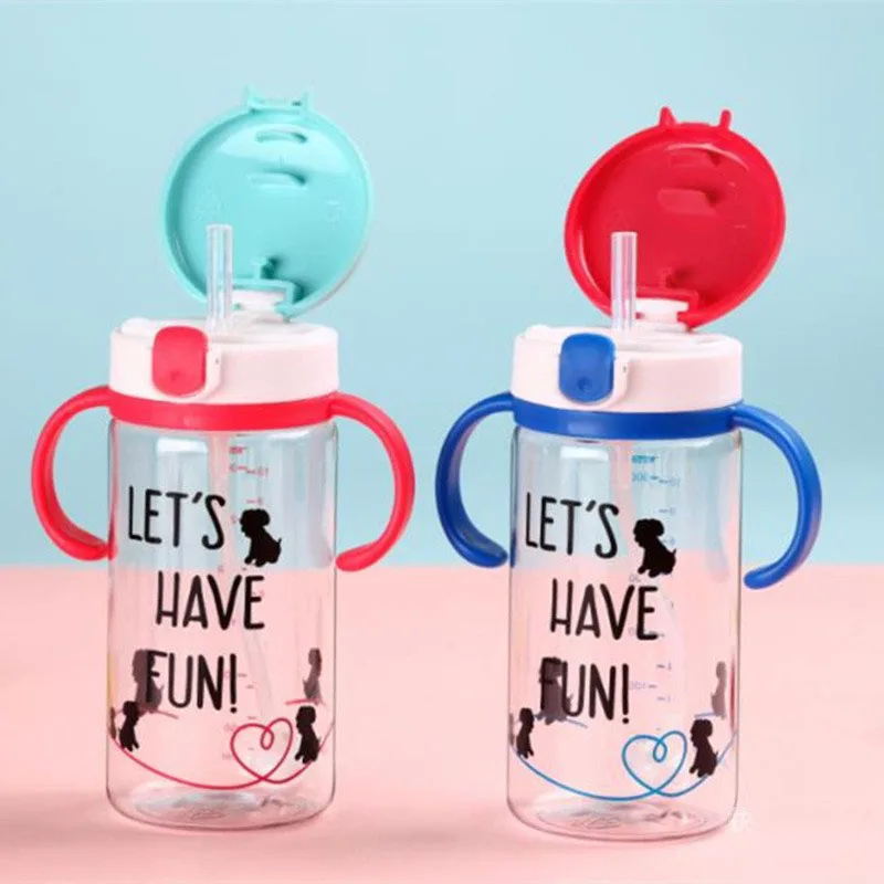 Поворотная детская чашка для питья с двойной ручкой и откидной крышкой