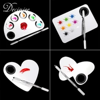 cosmetic palette with mini ring palette spatula set tool stainless steel mixing makeup cosmetic palette nail art accessories