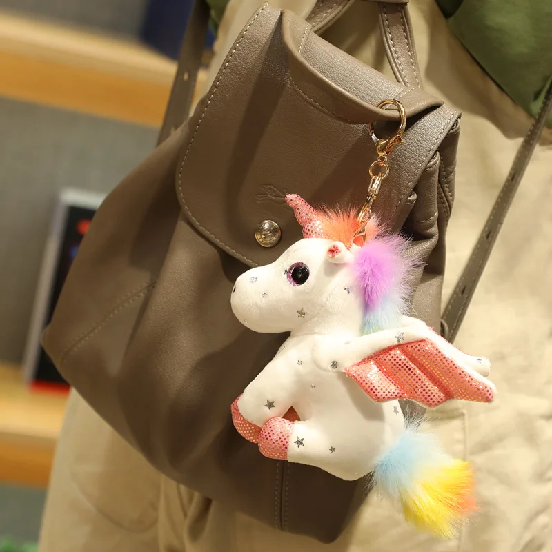 

14-30cm angel unicorn plush pendant cartoon animal toy единорог rainbow pegasus girl bag pendant Juguetes de peluche Colgante