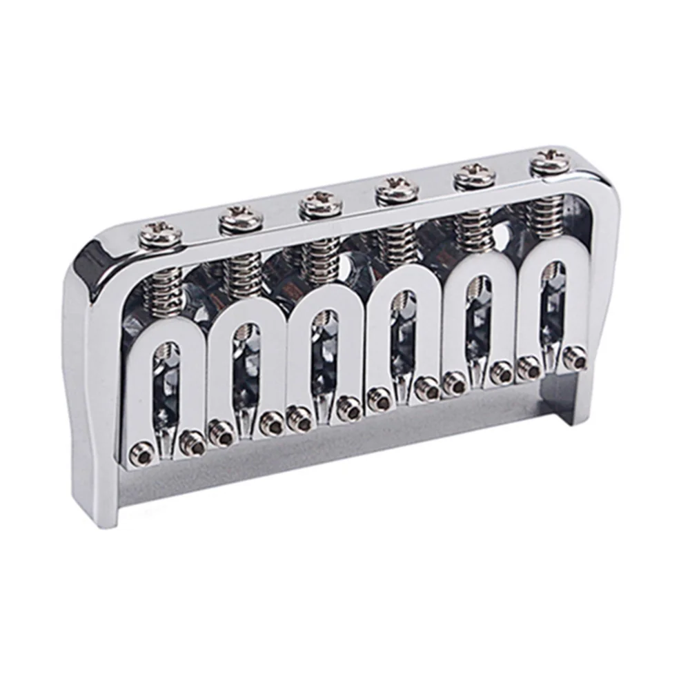 

6 Strings Fixed Saddle Bridge Plate with Screws and Wrench for Electric Guitar Accessories Guitar Parts (Silver)