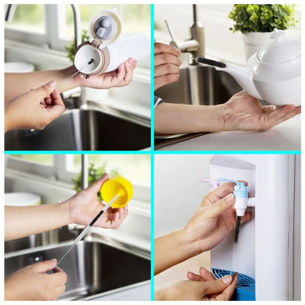 

12pcs Nylon Tube Brushes Straw Set Reusable Eco-Friendly Stainless Steel Drinking Straw Cleaner Brush Kitchen Cleaning Brushes