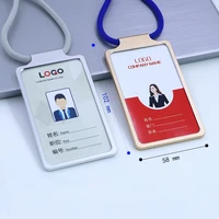 aluminum alloy id badge card holder with neck lanyard strap employee id working card name tag