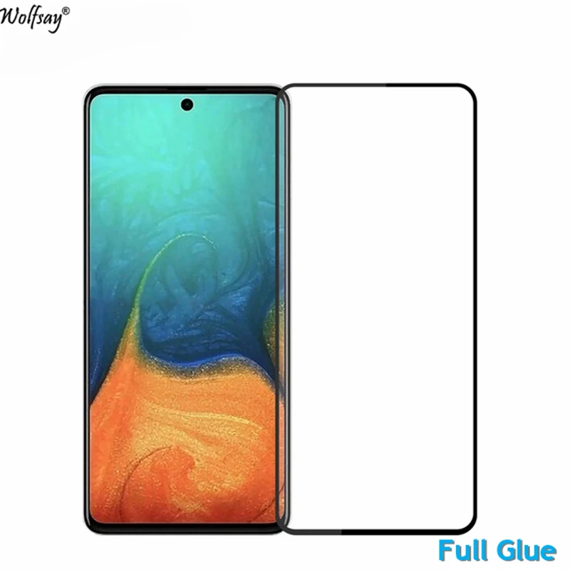 Protector de pantalla con pegamento completo para Samsung Galaxy A71, vidrio templado de cobertura completa para Samsung A71, A715, 9H, 2.5D, pel&iacute;cula Premium, 2 uds.-0