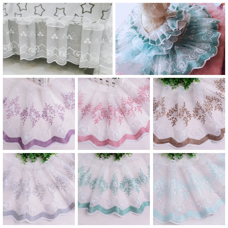 

13yards Handmade DIY Clothing Accessories Floral Embroidery Lace Fabric Curtains Sofa Lace Trim Home Decoration