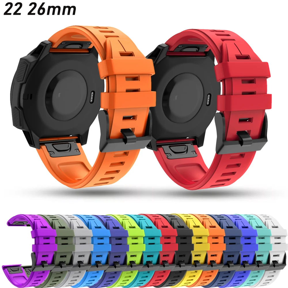 

Силиконовый ремешок, браслет для смарт-часов 26 22 мм для Garmin Forerunner 935 945, браслет Fenix 3 HR, быстросъемные аксессуары Correa
