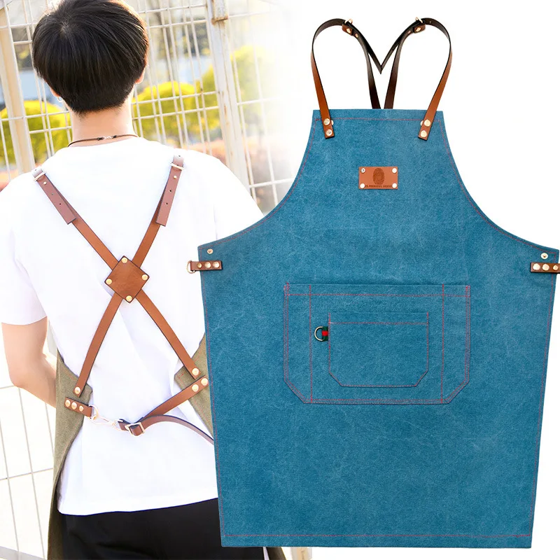 

Quality Various Styles Cowboy Apron Korean Fashion Chinese Restaurant Barber Floral Artist Men and Women Overalls Wear Resistant