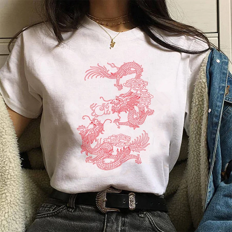 

women's t-shirt Hip Hop Streetwear Tops Women Ulzzang Harajuku Kawaii Chinese Dragon Print T Shirt Summer graphic tees women