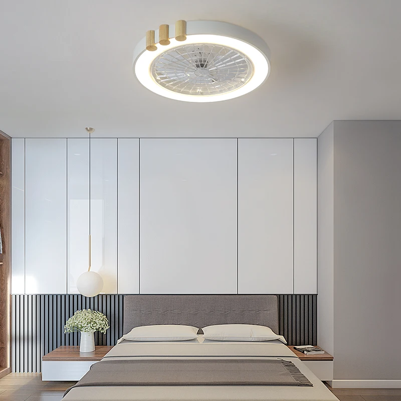 Smart Ceiling Fan with Remote Control Dimmable Indoor Home Decor 50cm Light Modern Wood Lighting Circular | Лампы и освещение