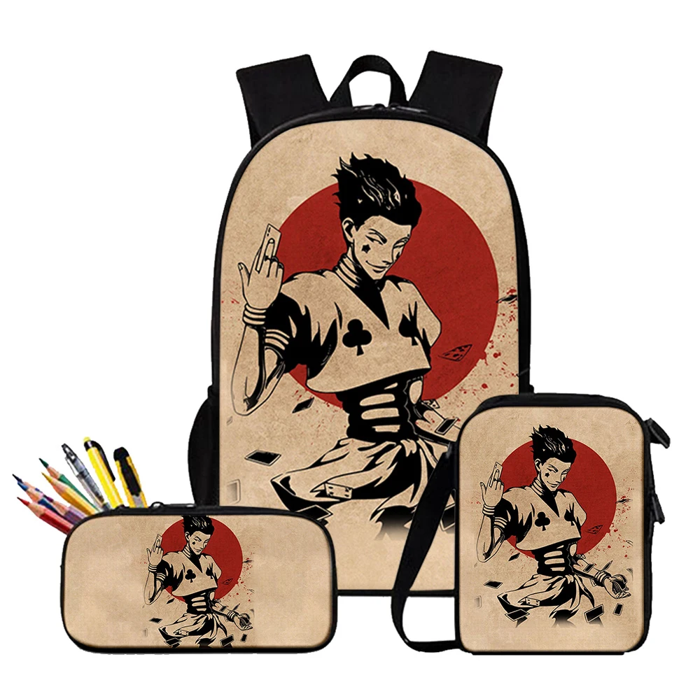 Японский рюкзак с аниме комиксами Hunter X для мальчиков и девочек 3 шт./компл.
