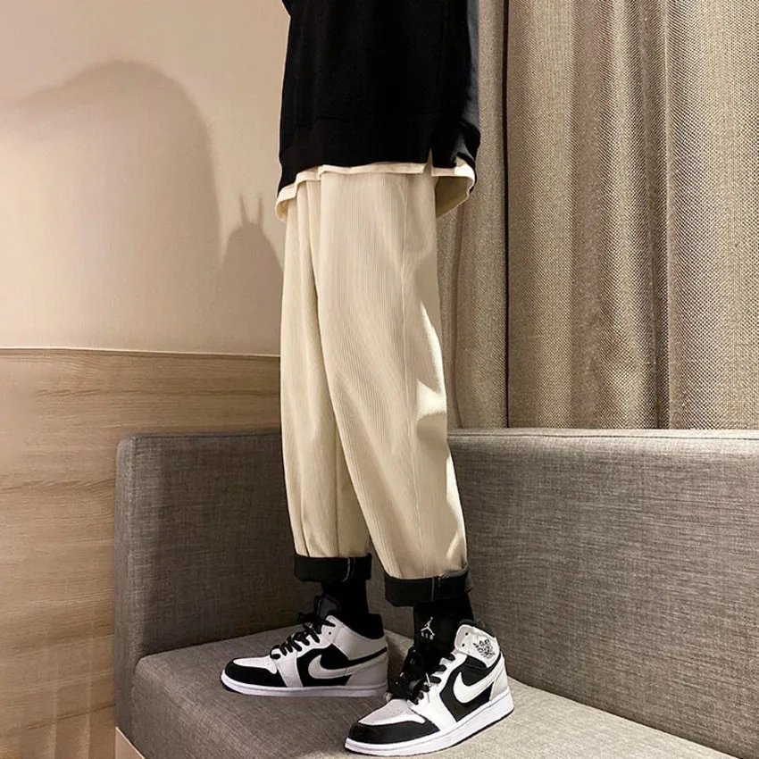 

Privathinker Men's Solid Color Harem Pants Corduroy Autumn Winter Men Casual Pants 2020 Harajuku Man Oversized Trousers