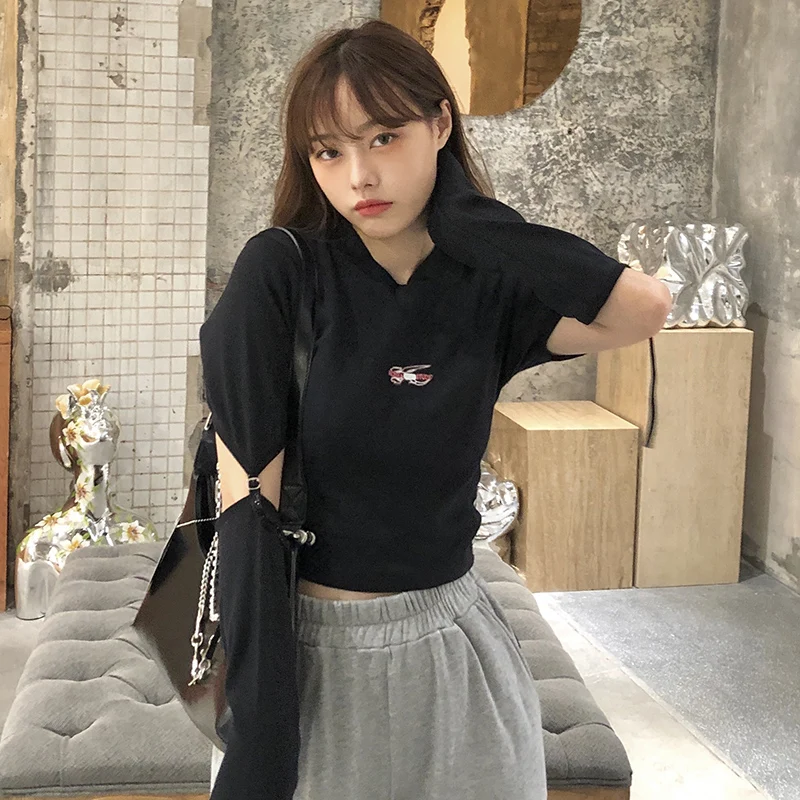 

Женская футболка с длинным рукавом, облегающий кроп-топ составного кроя в Корейском стиле, модель C2869 на осень, 2021