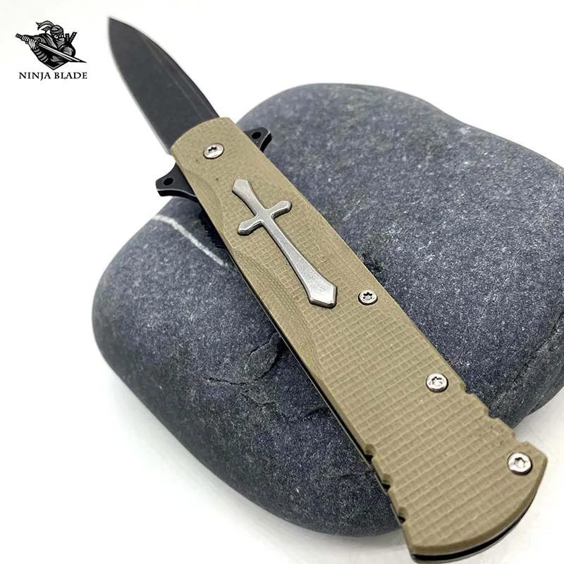 Нож с крестом Христа домкрат портативный складной нож Походный G10 рукоятка EDC 7CrMov