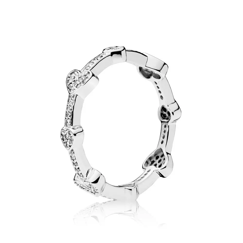 Authentic 925 Sterling Silver Alluring Hearts Band Fashion Ring For Pandora Women Bead Charm Gift DIY Jewelry | Украшения и