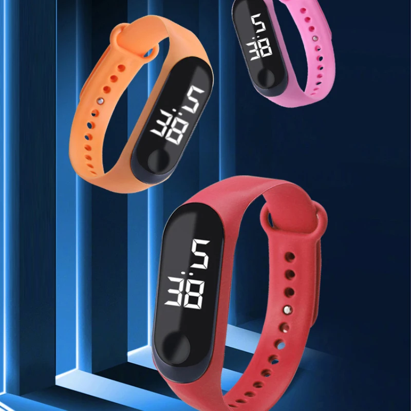 Мужские и женские повседневные спортивные часы с браслетом белые светодиодные