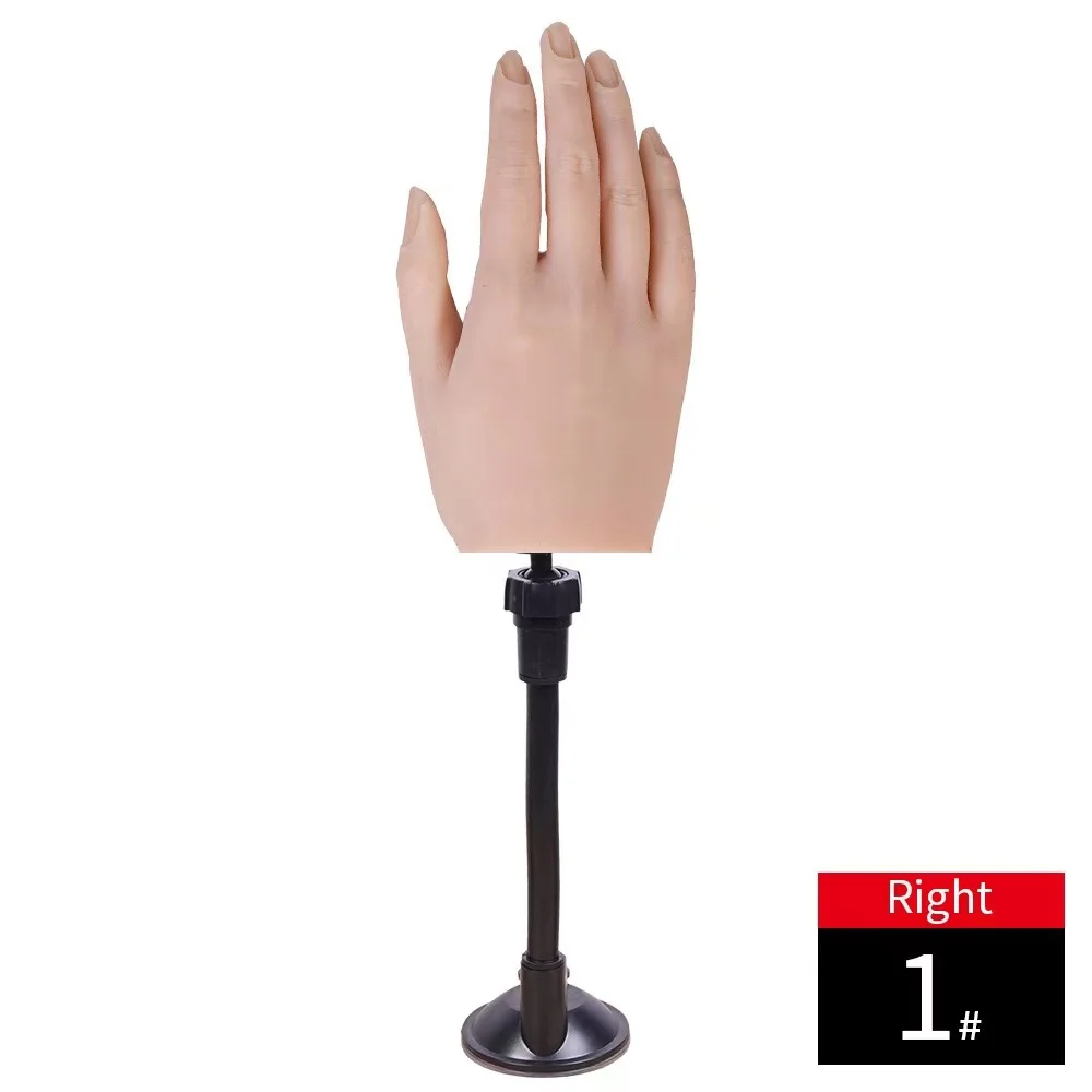 

1Pc Silicone Nail Art Fake Hand Training Hand With Bracket Flexible Bendable Fingers Display Stand Practice Model Manicure Tool
