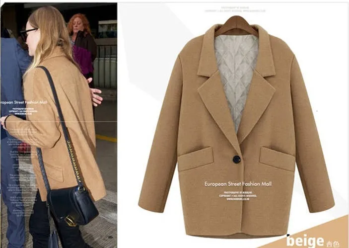Manteau femme Европейский Осень Зима Женское негабаритное стеганое шерстяное пальто простая Верхняя одежда casaco feminino пальто