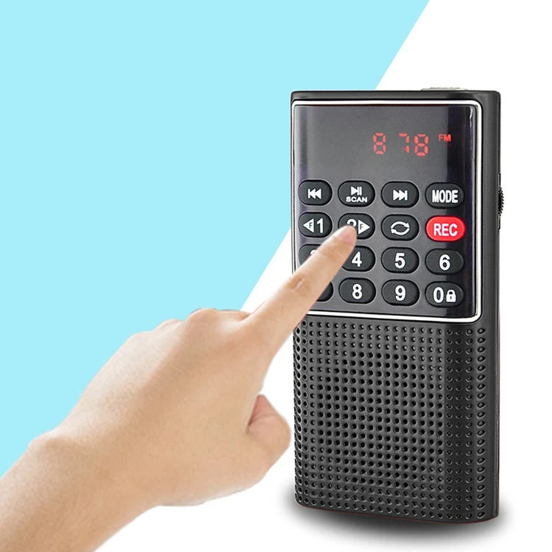 Мини fm-карманный радио динамик музыкальный плеер Поддержка TF AUX fm-рекордер