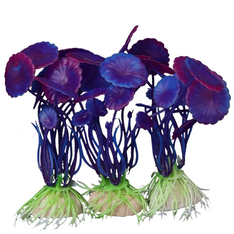 3 шт Моделирование водных пластиковых растений аквариумные украшения фиолетовый