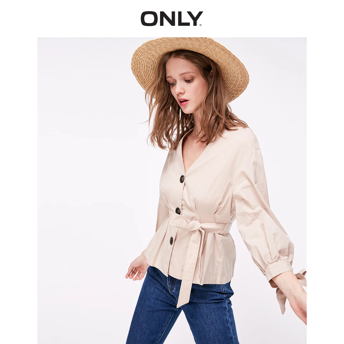 Женская приталенная рубашка с V образным вырезом и длинными рукавами|Рубашки| |