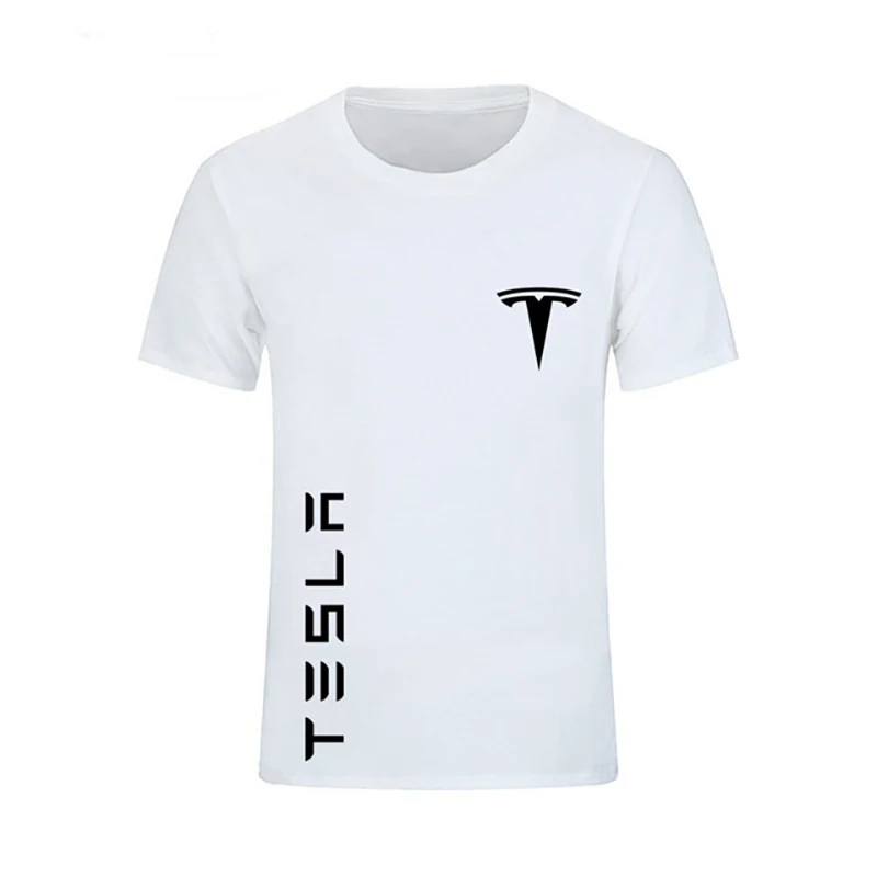 

100% cotton t-shirt men and women o-neck short sleeve shirt sport Tesla 2021 new hot