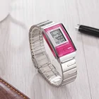 OHSEH Модные прямоугольные красные цифровые женские наручные часы zegarek damski, 50 м, часы для плавания из нержавеющей стали, женские часы