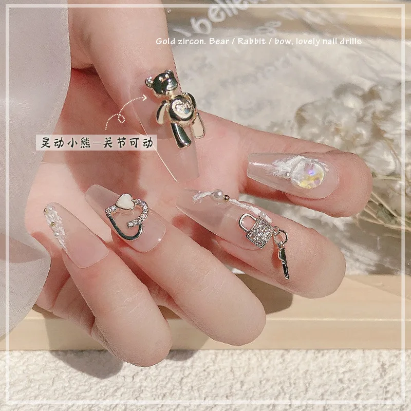 3 шт./сеточка красный медведь для ногтей циркон ювелирные изделия светильник