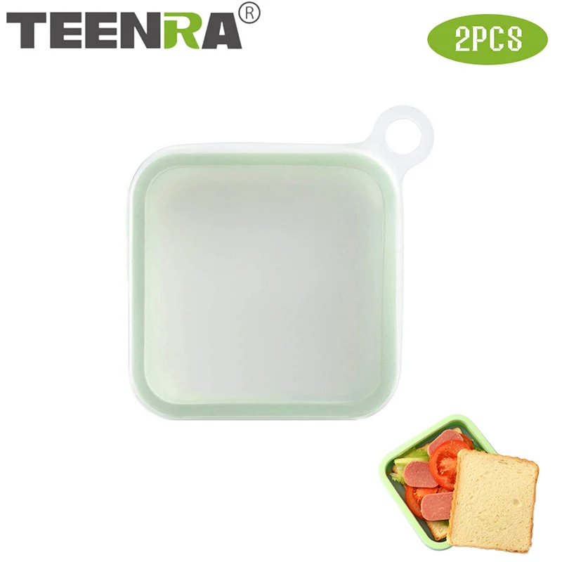 

Силиконовый чехол для сэндвича TEENRA, портативный многоразовый контейнер для сэндвичей, прозрачный Ланч-бокс для тостов, пищевой контейнер кухонный инструментов