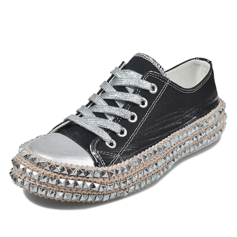 

PROWOW 2021 high-top fashion canvas shoes new spring women's shoes Korean version of the net red rivet leopard print sneakers