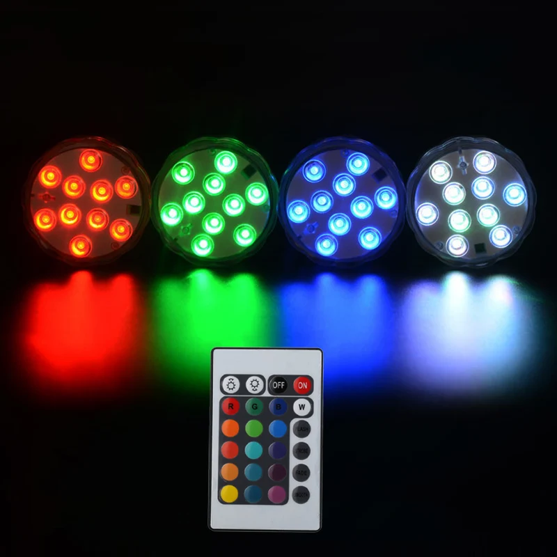 10 Led пульт дистанционного управления RGB погружной светильник на батарейках подводный ночник наружная ваза чаша садовые вечерние украшения