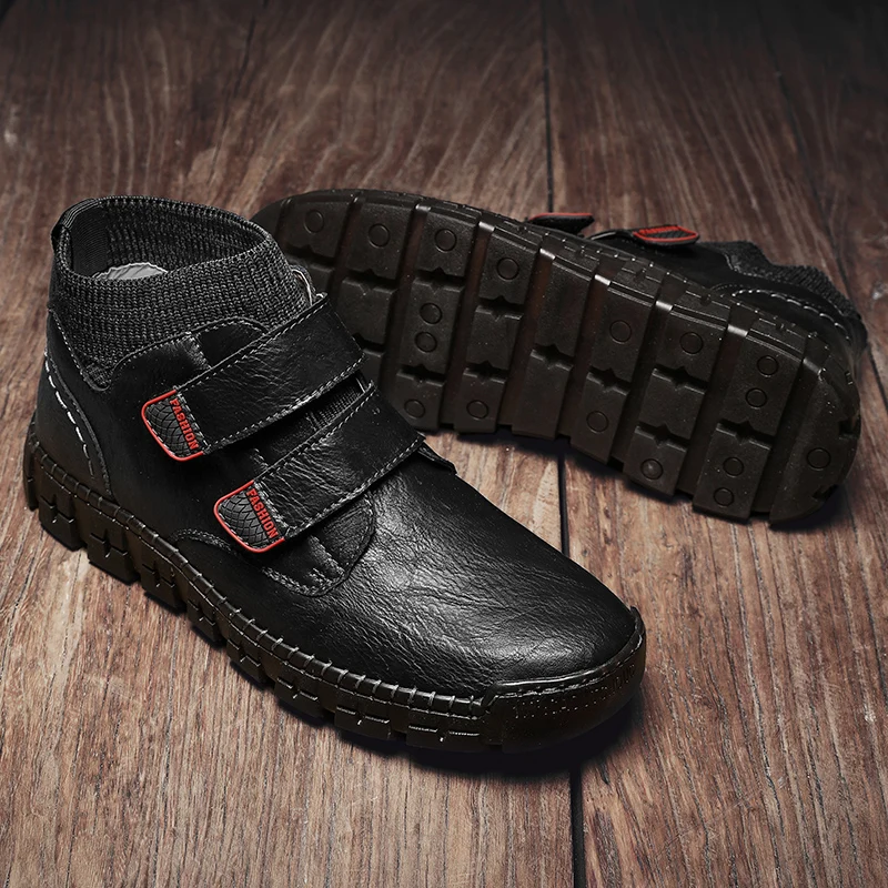 

2020 Boots Mens Leather Dress Black Platform Cowboy Ankle Boots Winter Fur Men Waterproof Motorcycle Western Man Boots Coturno