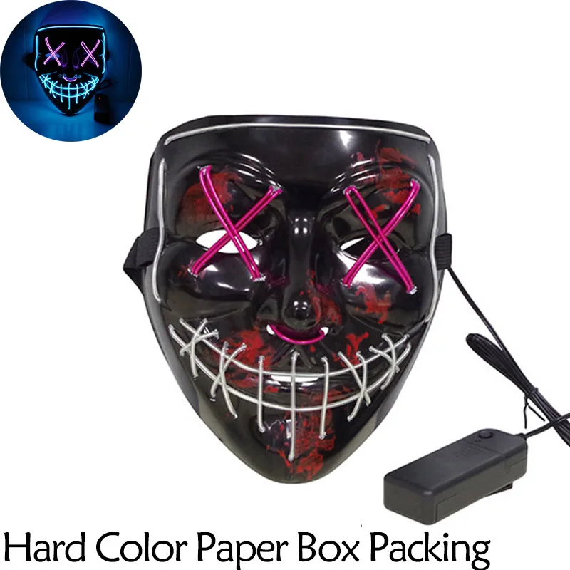 C-A-COLOR BOX Маска на Хеллоуин, светодиодный светильник, Вечерние Маски, маска для продувки, веселые маски, карнавальный костюм, светящиеся в темноте - Цвет: C-A-COLOR BOX