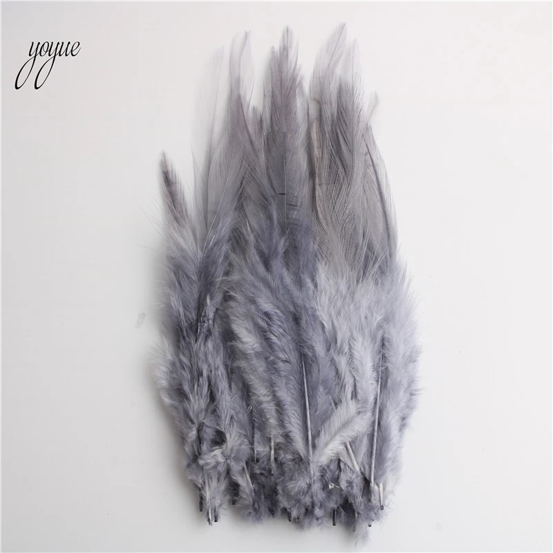 gray YOYUE 100 шт/партия красивое куриное перо 10-15 см/4-6 дюймов петушиные перья для рукоделия DIY Ювелирные изделия Аксессуары Плюмы - Цвет: gray