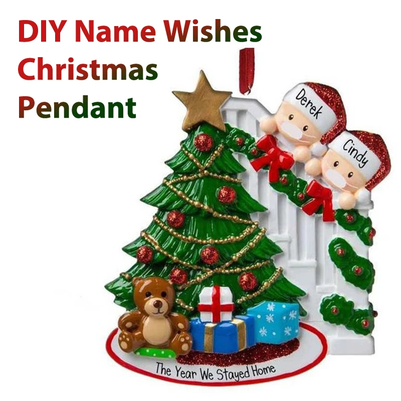 

2021 Personalized Family Christmas Tree Ornament Personalized Survived Family Pendant Mini Christmas Tree Hanging Pendant