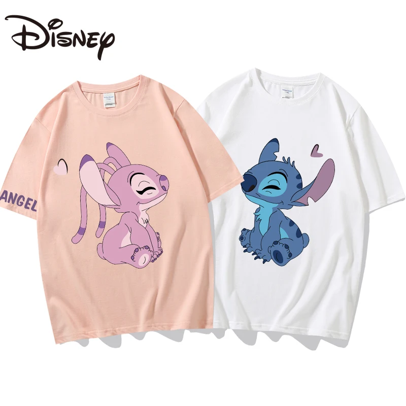 

Disney summer trendy Korean version loose couple base shirt Stilch cartoon printed cotton short sleeve T-shirt