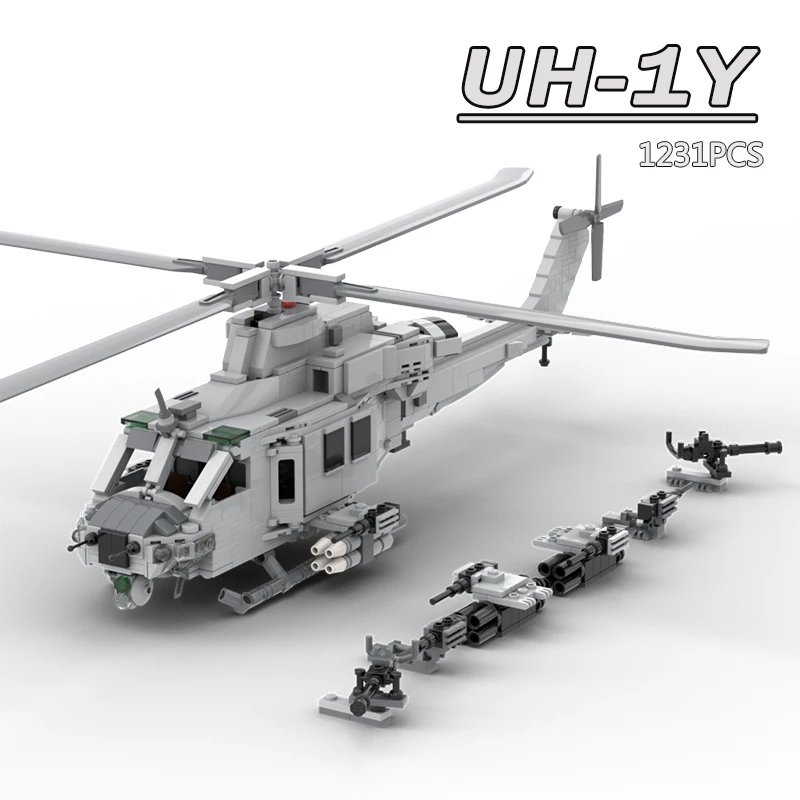 

New Creator Military Series UH-1Y Venom Super Huey helicopter Model MOC Building Blocks Transport Plane Brick Toy Model for Kids