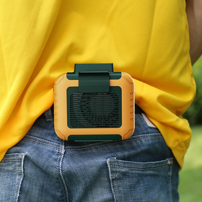 

Mini USB Rechargeable Air Conditioner 6000Mah for Outdoor Working Camping Fishing Leafless fans Portable Fan Waist Clip Fan